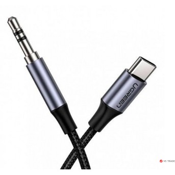 Аудио кабель Ugreen AV143 USB-C - 3,5мм, M/<wbr>M Aluminum Shell, 1m, Deep Gray, 30633 - Metoo (1)