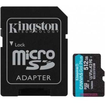 Карта памяти Kingston 512GB microSDXC Canvas Go Plus 170R A2 U3 V30 Card, с адаптером, SDCG3/<wbr>512GB - Metoo (1)