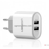 Зарядное устройство UGREEN CD104 Dual USB Wall Charger 3.4A EU (White), 20384