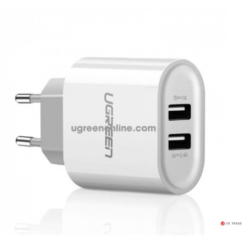 Зарядное устройство UGREEN CD104 Dual USB Wall Charger 3.4A EU (White), 20384 - Metoo (1)