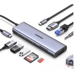 Конвертер Ugreen CM498 USB-C в 3 * USB 3.0 A/<wbr>HDMI/<wbr>VGA/<wbr>RJ45/<wbr>SD/<wbr>TF/<wbr>AUX3.5mm/<wbr>PD/<wbr>15601