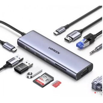Конвертер Ugreen CM498 USB-C в 3 * USB 3.0 A/<wbr>HDMI/<wbr>VGA/<wbr>RJ45/<wbr>SD/<wbr>TF/<wbr>AUX3.5mm/<wbr>PD/<wbr>15601 - Metoo (1)