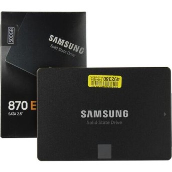 Твердотельный накопитель SSD Samsung 870 EVO, MZ-77E500BW, 500 ГБ, 2.5" SATA III, чтение: 560 МБ/<wbr>с, запись: 530 МБ/<wbr>с,TLC - Metoo (1)