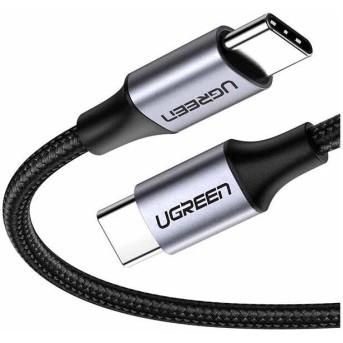 Кабель UGREEN US261 USB 2.0 C M/M Round Cable Nickel Plating Aluminum Shell 2m (Gray Black) в Metoo.kz - Metoo (1)