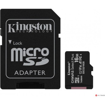 Карта памяти Kingston 16GB microSDHC Canvas Select Plus 100R A1 C10 Card + Adapter, SDCS2/<wbr>16GB - Metoo (1)