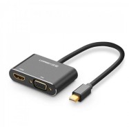 Конвертер Ugreen MD115 Mini DP Male To VGA Female+HDMI Female Converter Black. 20422