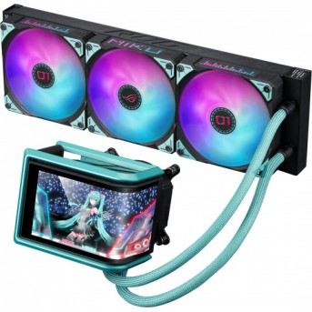 СЖО ASUS ROG RYUO IV 360 ARGB MIKU, movable curved 6.67-inch AMOLED display, 3xARGB FAN, AM5, 1700, 1851, Black, Retail в Metoo.kz - Metoo (1)
