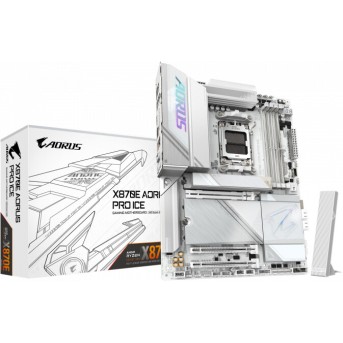 Сист.плата Gigabyte X870E A PRO X ICE, X870E, AM5, 4xDDR5, 3xPCI-E x16, M2, SATA, USB-C, HDMI, WIFI7, WHITE, BOX в Metoo.kz - Metoo (1)