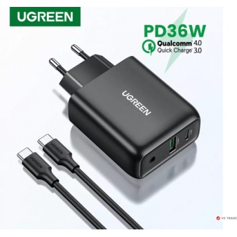 Зарядное устройство Ugreen CD170 USB-A+USB-C 36W Wall Charger, 10217 - Metoo (1)