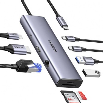 Разветвитель портов Ugreen CM498 3 x USB-A,Type-C, HDMI, VGA,SD, microSD, LAN 15600 - Metoo (1)