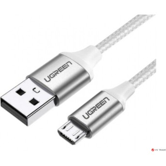 Кабель UGREEN US290 USB 2.0 A to Micro USB Cable Nickel Plating Aluminum Braid 1m (White), 60151 - Metoo (1)