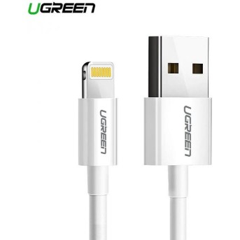 Кабель Ugreen US155 Lightning To USB 2.0 A Male Cable/<wbr>White 1M, 20728 - Metoo (1)