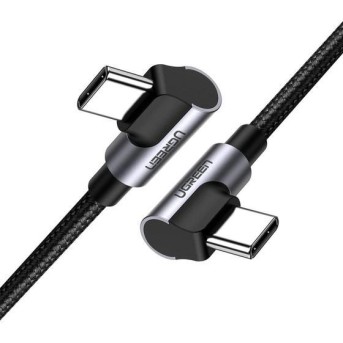 Кабель UGREEN US323 Angled USB-C Cable Aluminum Case with Braided 1m (Black) - Metoo (1)
