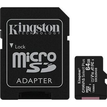 Карта памяти Kingston 64GB microSDXC Canvas Select Plus 100R A1 C10 Card + Adapter, SDCS2/<wbr>64GB - Metoo (1)