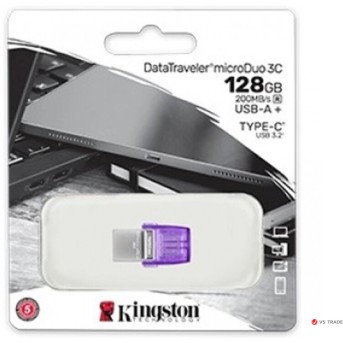 USB Flash Kingston 128 GB, DataTraveler MicroDuo 3C, USB 3.2, Type-C, Violet, DTDUO3CG3/<wbr>128GB - Metoo (1)
