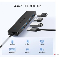 HUB UGREEN CM219 25851 USB 3.0 A 4 Ports Black 0.15M