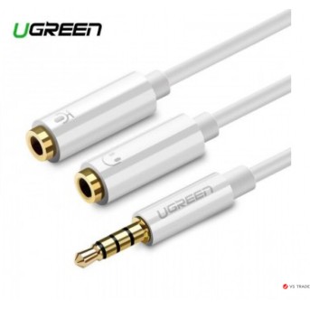Аудиокабель UGREEN AV141 3.5mm male to 2 Female Audio Cable ABS Case, White, 10789 - Metoo (1)