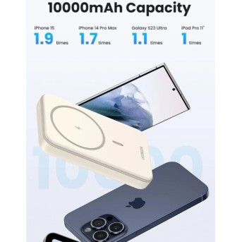 Magnetic Wireless Power Bank Ugreen PB561 10000mAh Beige 25208 - Metoo (1)