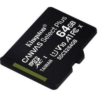 Карта памяти Kingston 64GB microSDXC Canvas Select Plus 100R A1 C10 Single Pack w/<wbr>o Adapter, SDCS2/<wbr>64GBSP - Metoo (1)
