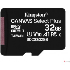 Карта памяти Kingston 32GB microSDHC Canvas Select Plus 100R A1 C10 Single Pack w/<wbr>o Adapter, SDCS2/<wbr>32GBSP