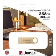 USB Flash Kingston DTSE9G3/256GB SE9 G3 запись до 100мб/с, чтение до 220 мб/с USB 3.2 Gen 1, gold metal