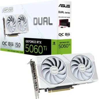 Видеокарта ASUS DUAL-RTX5060TI-O8G-WHITE, 8Gb GDDR7, 128 Bit, 4608 CUDA, HDMI, DP, BOX в Metoo.kz - Metoo (1)
