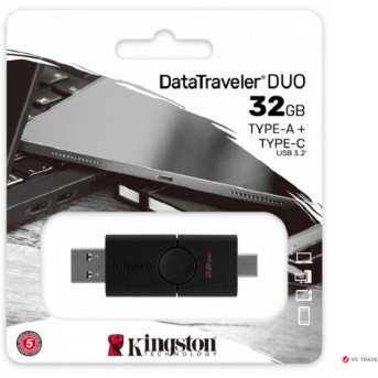 USB- Flash Kingston 32Gb, DataTraveler Duo, USB 3.2 Gen1 + Type-C, DTDE/<wbr>32GB, Black - Metoo (4)
