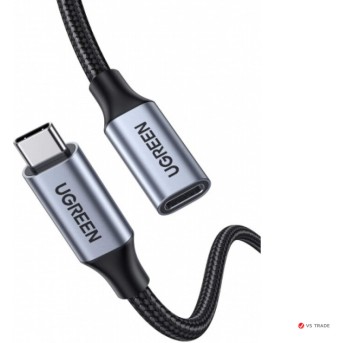 Кабель UGREEN US372 USB-C Male to USB-C Female Gen2 Alu Case Braided Extension Cable 1m (Dark gray) 30205 - Metoo (1)