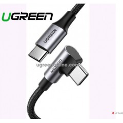 Кабель UGREEN US334 USB-C 2.0 to Angled USB-C M/<wbr>M Cable Aluminium Shell with Braided 1m (Black)