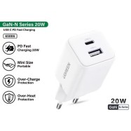 Зарядное устройство UGREEN X514 20W 1C1A GaN Fast Charger 65006..