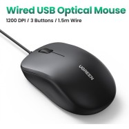 Проводная мышь Ugreen MU007 Portable Wired Mouse 1200 dpi/1.5M 90789
