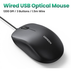 Проводная мышь Ugreen MU007 Portable Wired Mouse 1200 dpi/<wbr>1.5M 90789