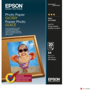 Бумага для струйной печати Epson C13S042538 Glossy Photo Paper, глянцевая, A4, 20 листов - Metoo (1)