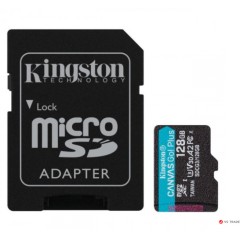 Карта памяти Kingston 128GB microSDXC Canvas Go Plus 170R/<wbr>90W A2 U3 V30 Card No Adapter, SDCG3/<wbr>128GBSP