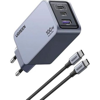 Зарядное устройство UGREEN X757 USB-A+2*USB-C 100W GaN Tech Fast Charger+ 1.5M 100W cable 25874 - Metoo (1)