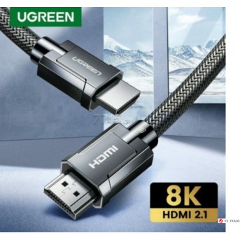 Кабель Ugreen HD135 HDMI M/<wbr>M Round Cable Zinc Alloy Shell Braided, 3m, Gray, 80602 - Metoo (1)