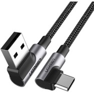 Кабель UGREEN US176 Angled USB 2.0 A to Type C Cable Nickel Plating Aluminum Shell 0.5m (Black)