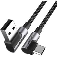 Кабель UGREEN US176 Angled USB 2.0 A to Type C Cable Nickel Plating Aluminum Shell 0.5m (Black)
