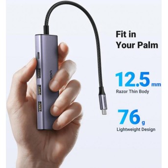 Конвертер Ugreen CM511 USB-C To HDMI+3*USB 3.0 A+PD 15596 - Metoo (1)