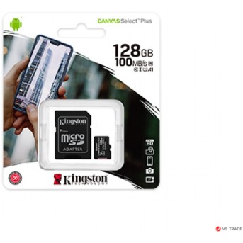 Карта памяти Kingston 128GB microSDXC Canvas Select Plus 100R A1 C10 Card + Adapter, SDCS2/<wbr>128GB - Metoo (3)