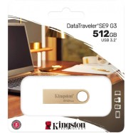 USB Flash Kingston DTSE9G3/512GB SE9 G3 запись до 100мб/с, чтение до 220 мб/с USB 3.2 Gen 1, gold metal