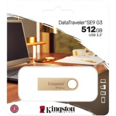 USB Flash Kingston DTSE9G3/<wbr>512GB SE9 G3 запись до 100мб/<wbr>с, чтение до 220 мб/<wbr>с USB 3.2 Gen 1, gold metal