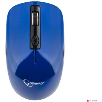 Мышь беспроводная Gembird MUSW-400-B, 2.4ГГц, синий, бесшумный клик, 3 кнопки, 1600 DPI, батарейки, блистер - Metoo (1)