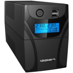 ИБП Ippon Back Power Pro II 800, 800VA, 480ВТ, AVR 162-290В, 4хС13, управление по USB, RJ-45, LCD, без кабелей