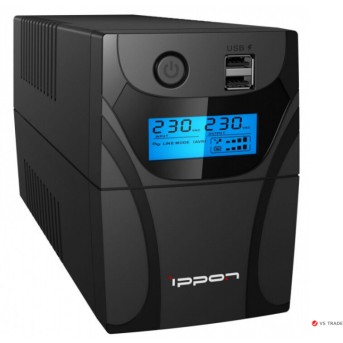 ИБП Ippon Back Power Pro II 800, 800VA, 480ВТ, AVR 162-290В, 4хС13, управление по USB, RJ-45, LCD, без кабелей - Metoo (1)