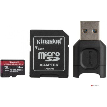 Карта памяти Kingston microSD MLPMR2/<wbr>256GB UHS-II 4K/<wbr>8K + microSD Reader, W165МБ/<wbr>с, R285МБ/<wbr>с, HD-дронов и экшн-камер - Metoo (1)