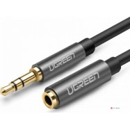 Аудиокабель UGREEN AV118 3.5mm Male to 3.5mm Female Extension Cable, 2m, Black, 10594
