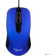 Мышь Gembird MOP-400-B, USB, синий, бесшумный клик, 2 кнопки, 1000 DPI, soft-touch, 1.45м, блистер