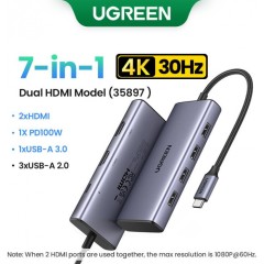 HUB CM498 USB-C to USB-A 3.0+3*USB-A 2.0+2*HDMI+PD port Converter 35897