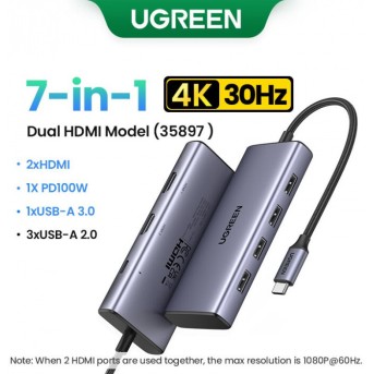 HUB CM498 USB-C to USB-A 3.0+3*USB-A 2.0+2*HDMI+PD port Converter 35897 - Metoo (1)